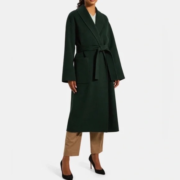 Theory Jackets & Coats Theory Green Wool Cashmere Robe Coat Poshmark